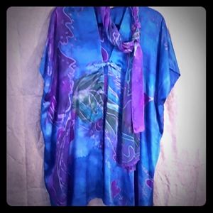 Hand Painted One Of A Kind Silk Satin Jacket